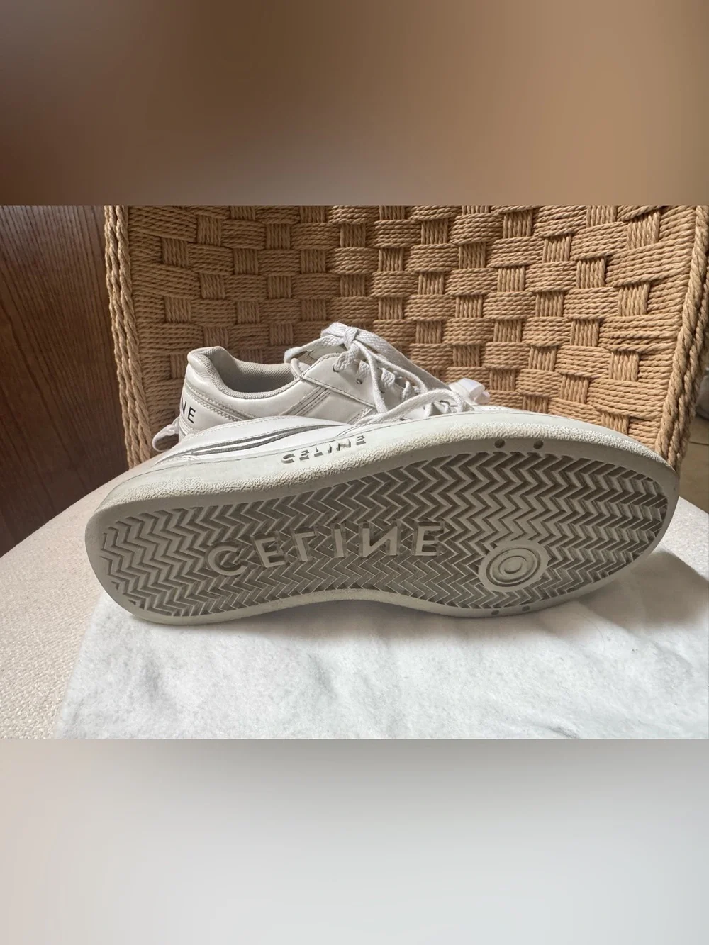 Celine White Leather Womens Low-Top Sneakers Size 37